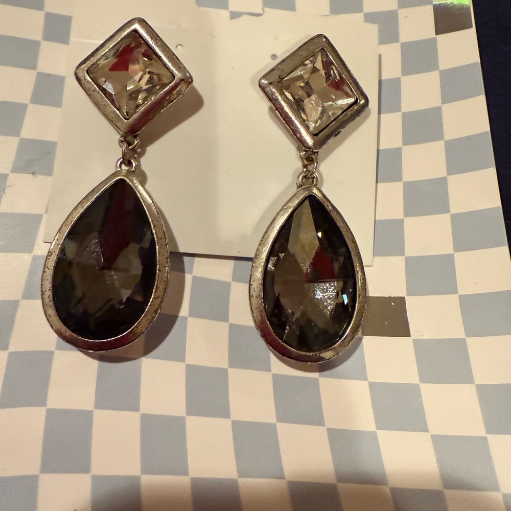 Bebe Silver And Black Geometric Statement Earring… - image 8